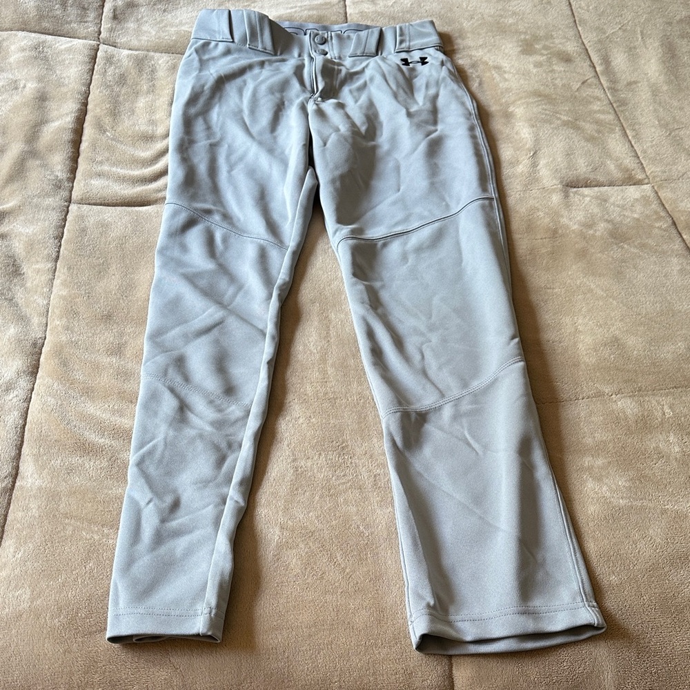 Under Armour Men’s Loose Light Gray Baseball Pants, Size Small